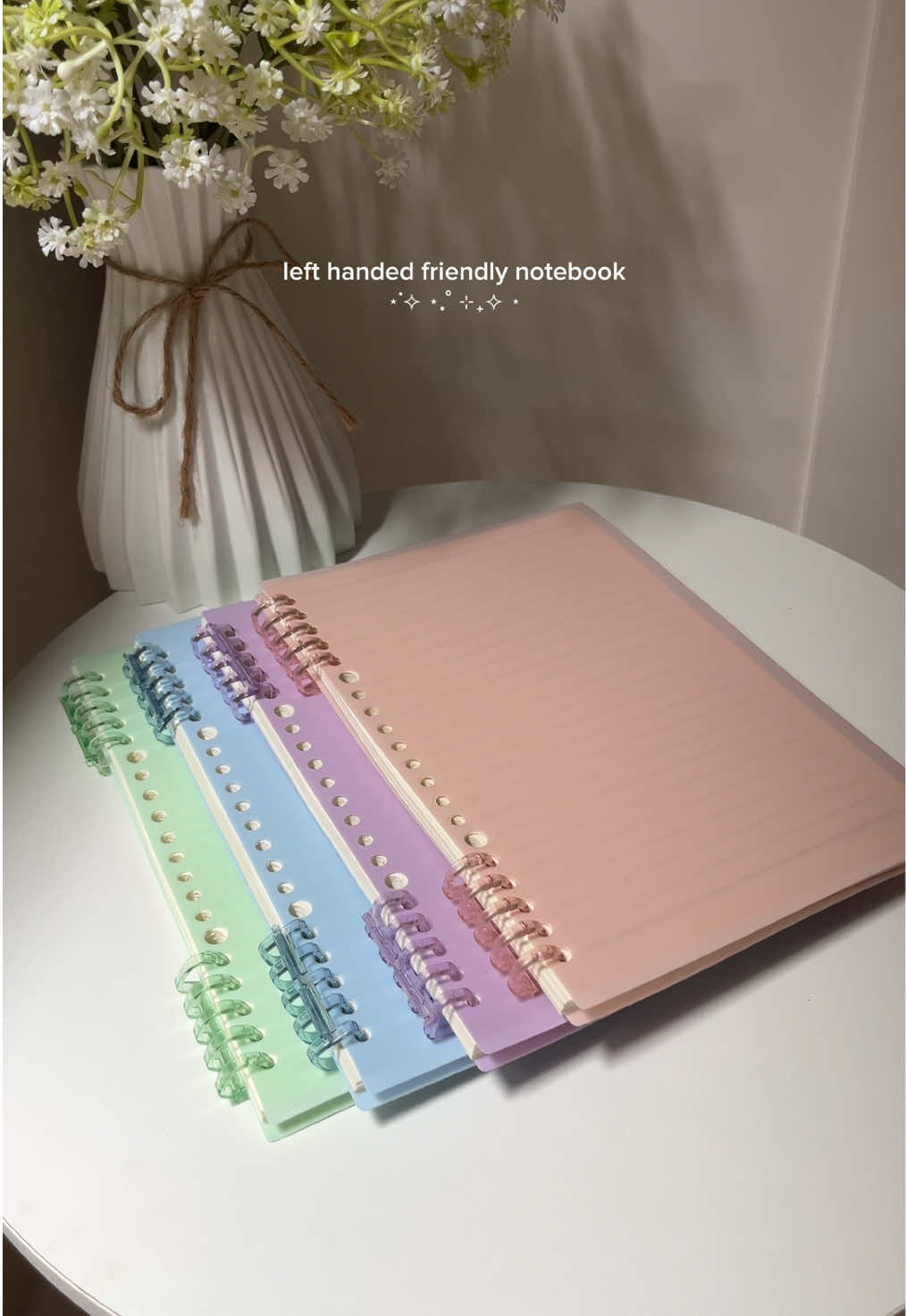 left handed friendly notebook 💫 #notebook #pastelnotebook #reffilablenotebook #detachablenotebook #bindernotebook 