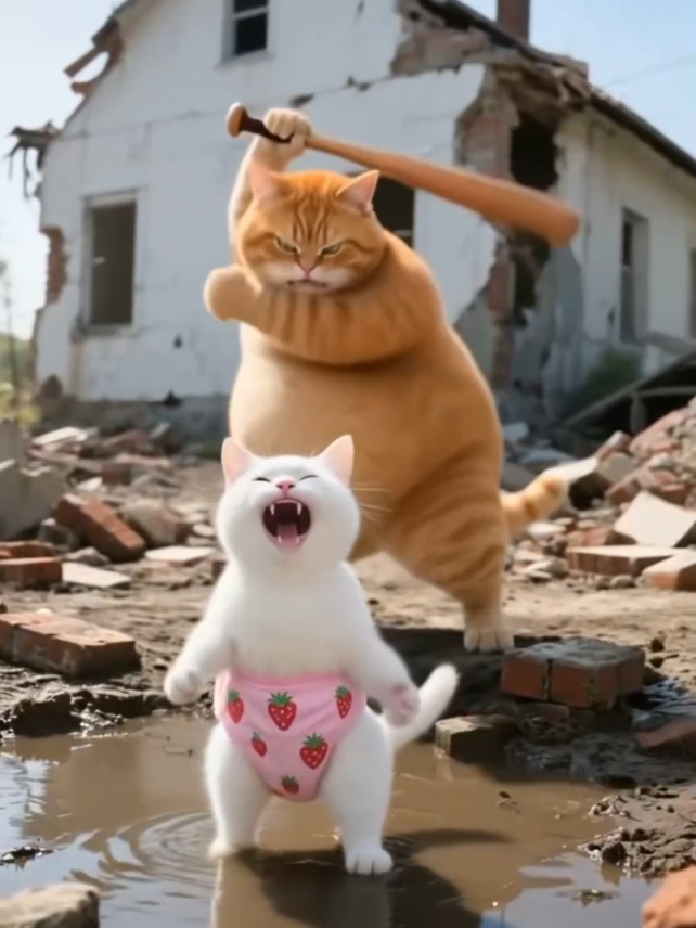 Fat orange takes revenge from white cat 😺#orangecat #funnycatvideo #catlover #catsoftiktok 