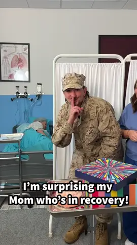 Military Son Surprises Mom in Hospital on her Birthday! #familygames #militaryboy #surprise #mom 