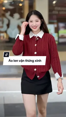Áo len vặn thừng hình thêu chất len dày dặn mặc xinh lắm nè #aolennu #aolenxinh #aokhoaclen #xuhuong #ThoiTrendNu 