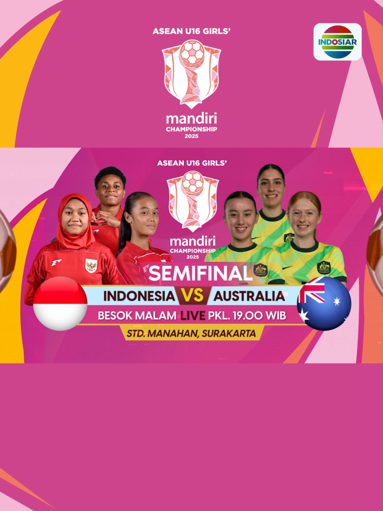 GARUDA PERTIWI JUGA BISA!❤️‍🔥 90 Menit yang akan menjadi penentuan, Garuda Pertiwi Muda akan bertarung hingga penghabisan. 1 Tiket menuju final hingga juara akan diperebutkan🔥 INDONESIA vs Australia. Rabu, 27 Agustus 2025 pukul 19.00 WIB. Live di Indosiar dan Vidio. Kawal lagi, dukung lagi Indonesia hingga JUARA!🇮🇩 #IndosiarSports #indosiarRumahSepakbolaIndonesia #TimnasIndonesia #AseanU16GirlsChampionship
