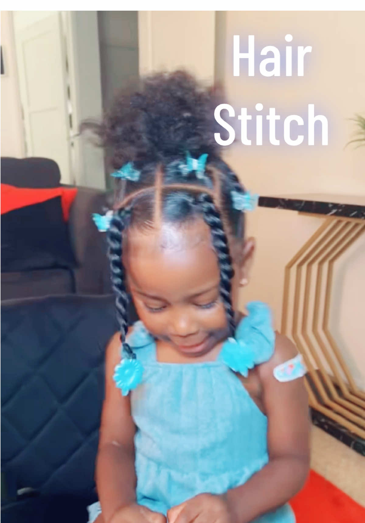 #stitch with @Tyjaee Inaee recreated this style on my 8yrs with type 4 hair. #hairstitch #4chairstyles #kidshairstyles #hairrecreation 