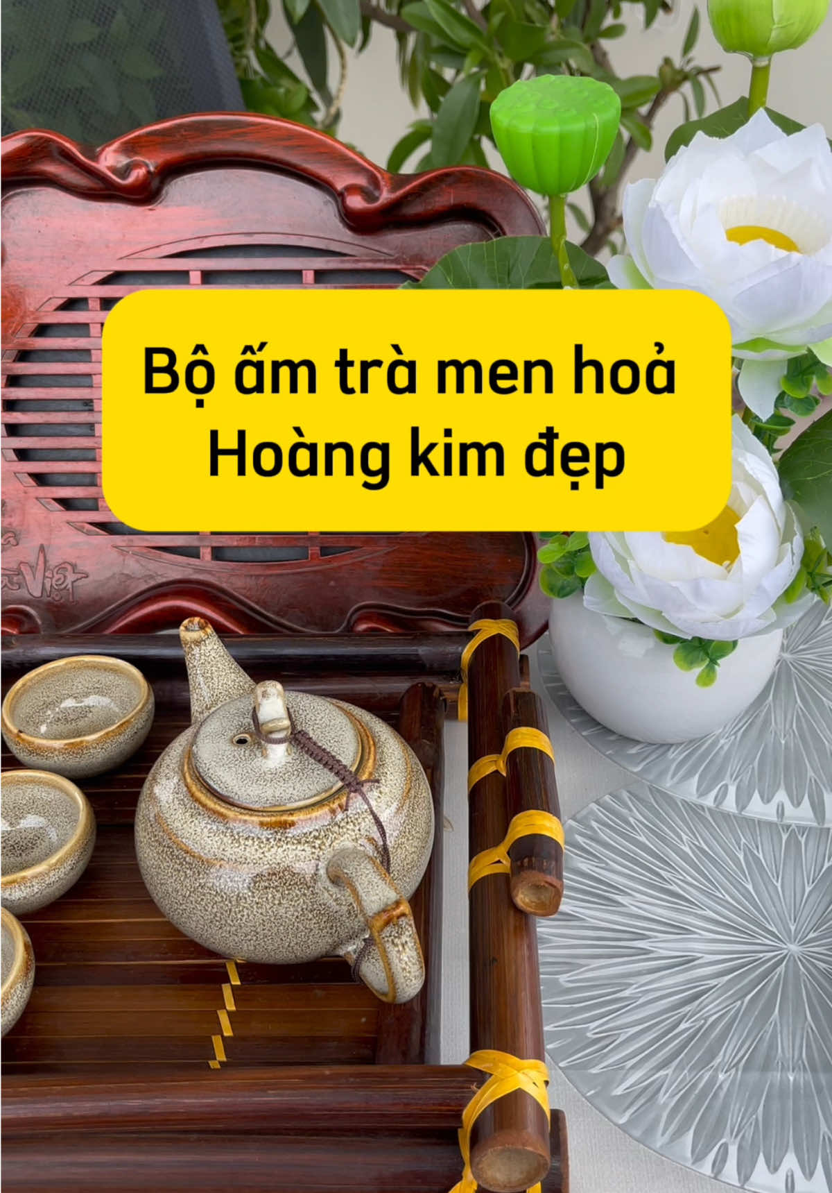 Tiktok trợ giá   Bộ ấm trà men hoả biến hoàng kim gốm sứ bát tràng kèm khay đang trợ giá tốt#gianganh1987 #boamtra #boamtradep #boamtramenhoabien 