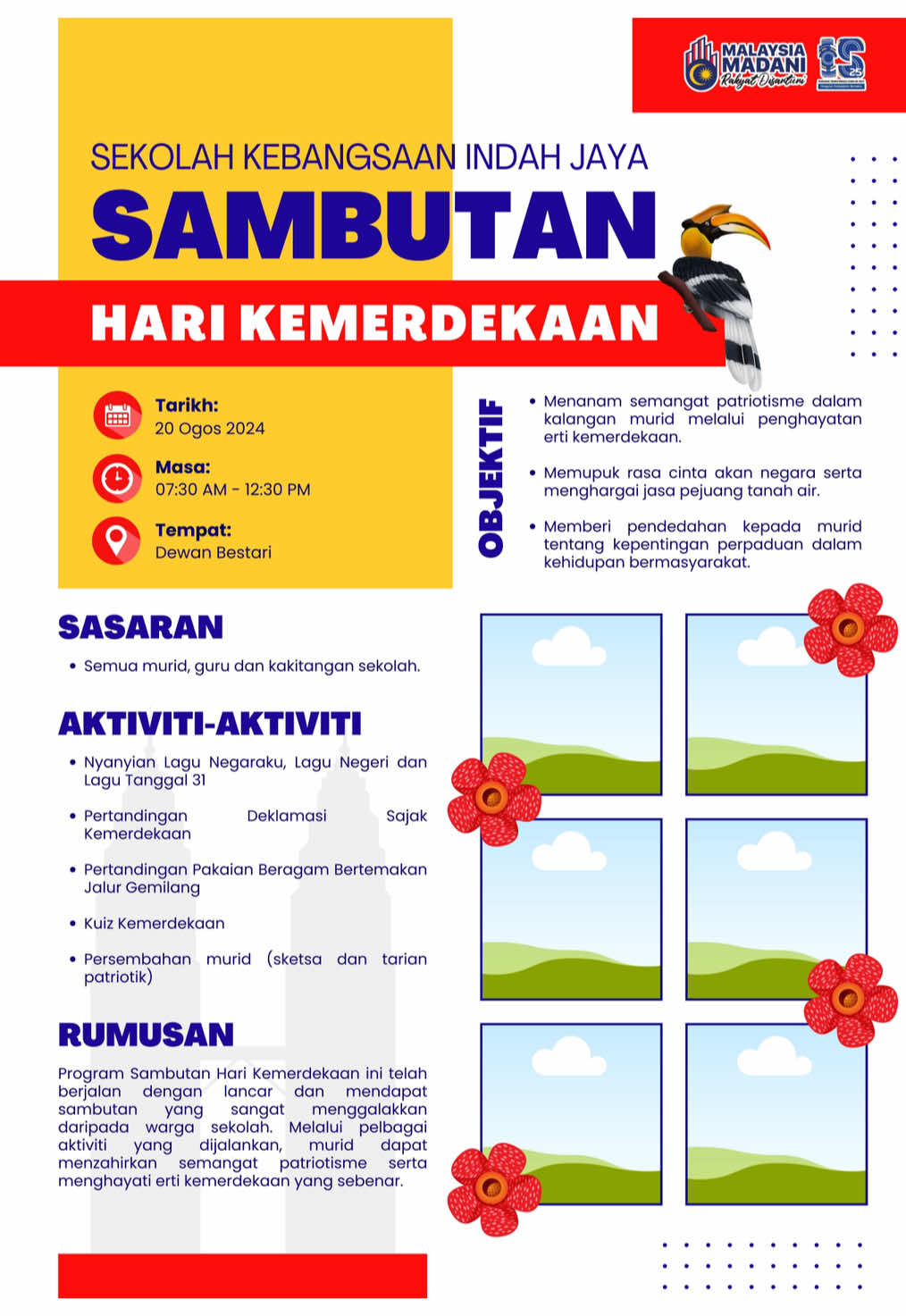 One page report pun mestila nak mengikut tema, betul tak cikgu? 🤭 #templateonepagereportmerdeka #templatecanva #merdeka2025 #merdeka68 #malaysiamadani
