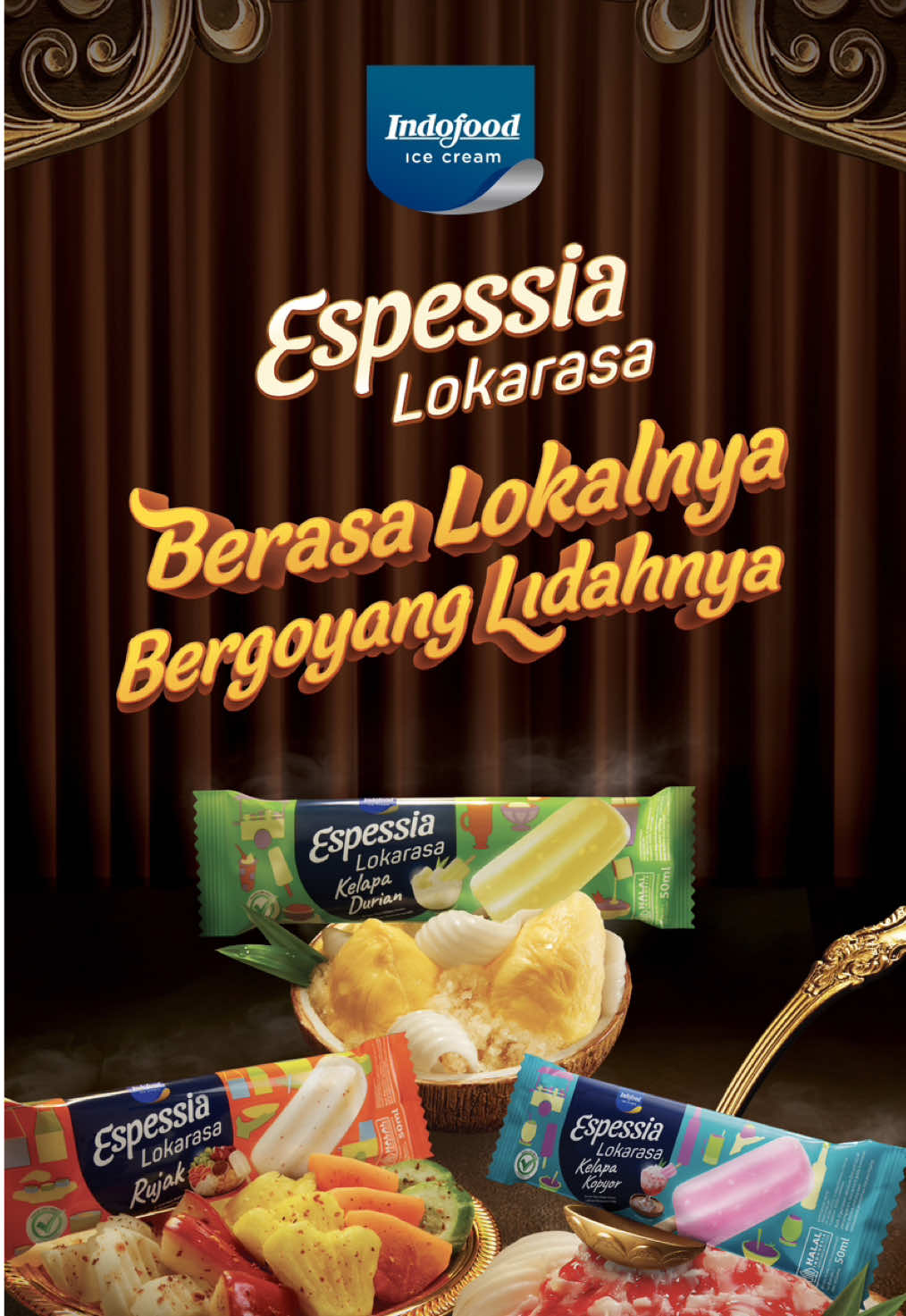 Berasa Lokalnya, Bergoyang Lidahnya  Espessia Lokarasa hadir dengan 3 varian rasa lokal yang unik! Espessia Lokarasa Rujak, sensasi pedas manis khas rujak. Espessia Lokarasa Kelapa Kopyor yang segar dan Espessia Lokarasa Kelapa Durian yang legit nikmat duriannya! Cuma Rp 4000 aja, dijamin bikin lidah bergoyang!  #EspessiaLokarasa #BerasaLokalnyaBergoyangLidahnya
