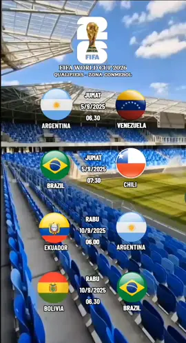 Jadwal timnas Argentina dan timnas Brazil di kualifikasi piala dunia 2026. #fifaworldcup #jadwalbola #fyp 