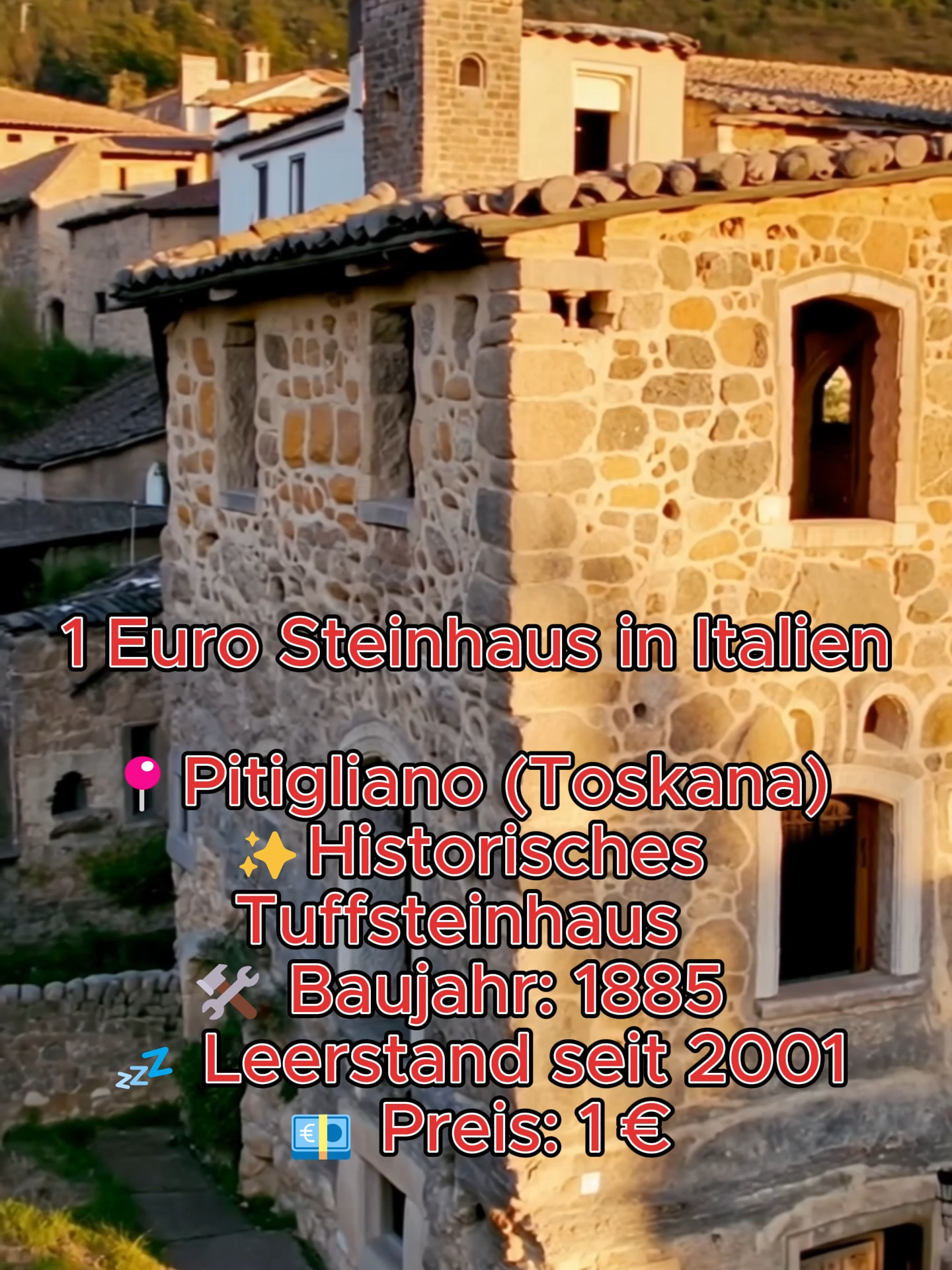 Für nur 1€ Besitzer eines Hauses in Italien werden? Verstecktes Juwel in der Toskana! 🏡 Dieses rustikale Steinhaus aus 1885 steht seit 25 Jahren leer – und kostet nur 1€! 😲 👉 Die einzige Bedingung: Renovieren & dem Dorf neues Leben schenken.  Entdecke die Bögen, Natursteinwände und den Panoramablick über Pitigliano.  Wer wagt es, Geschichte neu zu schreiben?  #1EuroHouse #Pitigliano #Tuscany #Italy #AbandonedHouse #RusticHome #HiddenGem #HistoricHouse #DreamHome #RenovationProject #OldHouseNewLife #TravelItaly #ItalianVillage #TuscanVibes #HouseForSale #RealEstateItaly #RusticCharm #OldStoneHouse #VintageHome #ArchitectureLovers #RenovationIdeas #HistoricProperty #InvestInItaly #HiddenItaly #LuxuryPotential #TikTokTravel