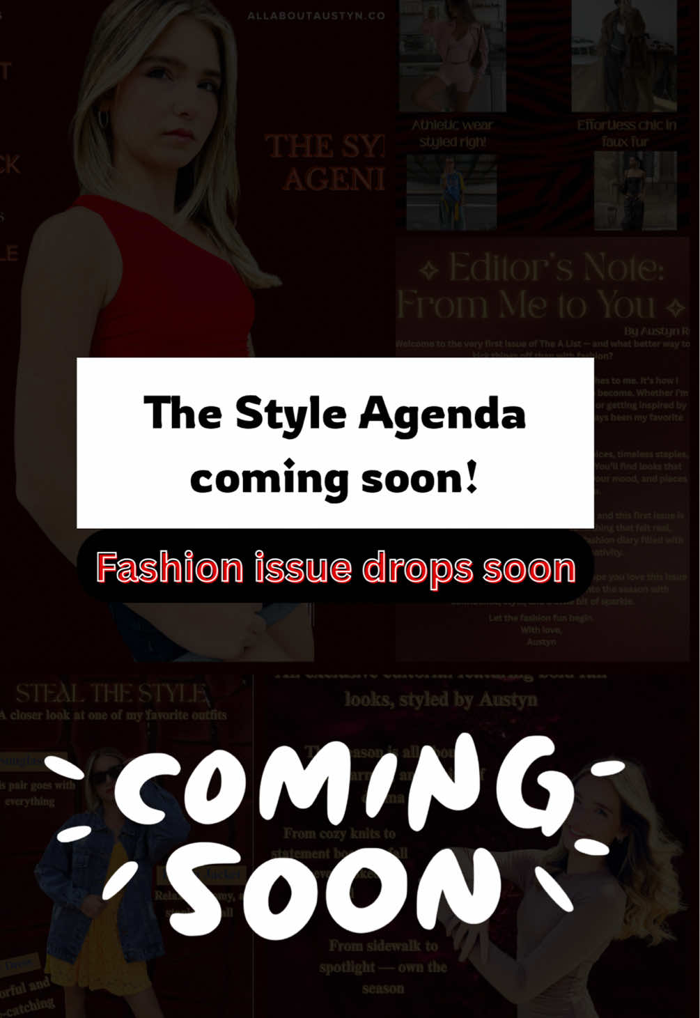 ✨ The Style Agenda is almost here…  Consider this your first glimpse into the trends, vibes, and fashion moments that define this month’s issue. Just a sneak peek—because the best is yet to come. 💋  #TheAListbyAustyn #MediaWeek #austynryli #comingsoon #model 