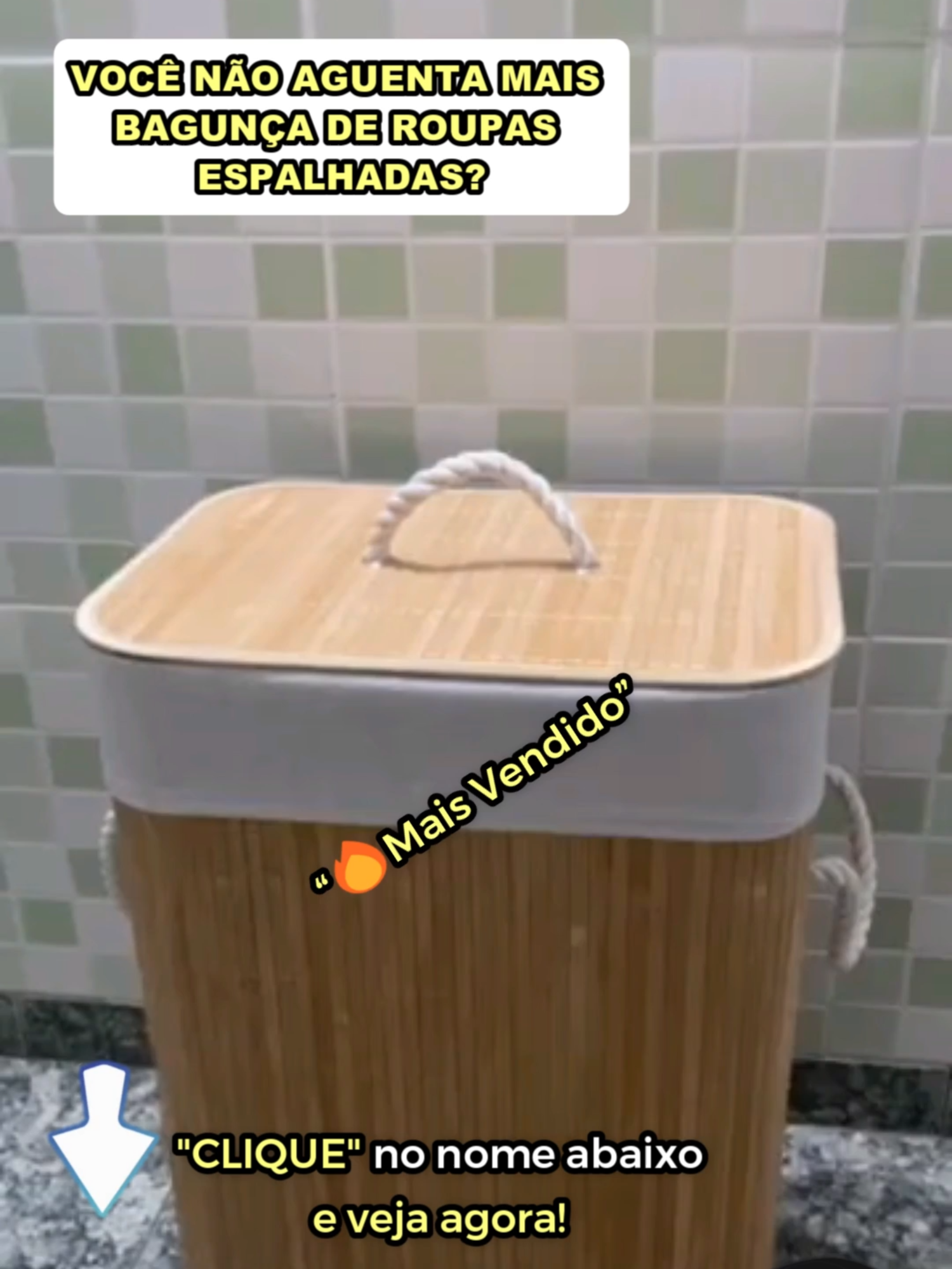 Cesto De Roupa Suja Com Tampa De Bambu #TikTokShopChegou #tiktokshopchegou #tiktokshop #cestoroupasuja