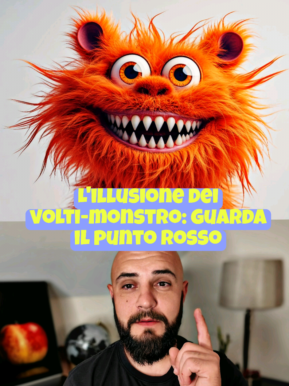 L'illusione Del Volti-Monstro: Guarda il punto Rosso #italy #illusioneottica #illusione #mente #curiosita 