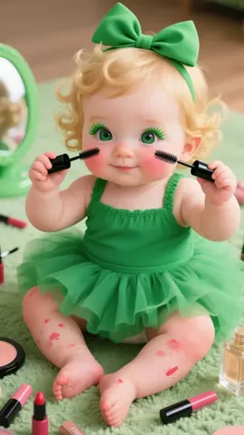 Cute baby doing makeup 🥰#cutebaby  #cute  #babylove  #babymakeup  #beautymakeup  #funnybaby  #funnymoments  #fyp  #ai 