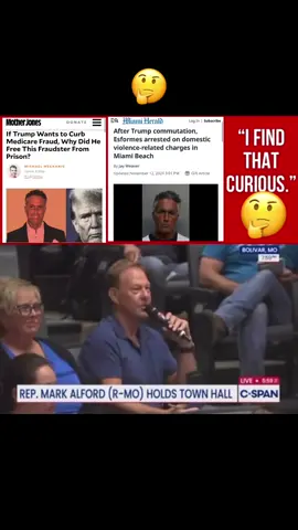 🔥 MISSOURI voter to @RepMarkAlford: “You talked about ab*ses in the Medicare & Medicaid system… Trump just pardoned someone who defrauded the system for about $1.3 BILLION. I find that curious.”  (Esformes was then arrested…)
