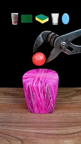 1000°C Red Hot Ball Vs Rubber Bands, Scrub, sponge, Glass 🍬🧽 😱 #satisfying #asmr #experiment