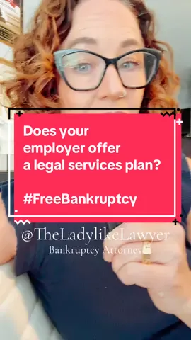This is a reminder to check your employment benefits to see if you have access to a legal service plan.  It is quite common with large employers and with union employers and we’re starting to see smaller employers offer it as a benefit as well. MetLife is a common one, but there are many.  It’s an easy benefit to offer for employers and all of them provide bankruptcy services… Because employees who file for bankruptcy are happier in their jobs. Crazy right? I’m a bankruptcy lawyer and I help people navigate debt relief with dignity  #bankruptcy #lawyer #employer #benefit #legalplan