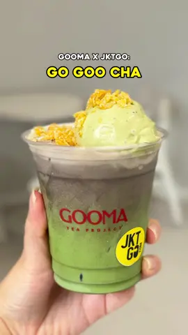 GOOMA X JKTGO MENU COLLAB: GO GOO CHA ✨💕 ( JktGO, GOOma, matCHA)  Basenya Ceremonial Grade Matcha, Hojicha Crema, Genmaicha Gelato, all forms of matcha dijadiin satu, rasanya jadi sangat deep & complex! Genmaicha Gelatonya ada strong flavor toasted brown rice, hojichanya earthy roasted & deep + ceremonial matcha yang umami, smooth & silky! Bisa dibeli di JKTGO CRAZY MATCHA FESTIVAL BESOK 🔥 Only at ASHTA Lt 2!    #jktgo 