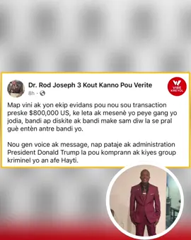 BBQ Reponn Dr. Rod Joseph ⁉️ 📣 Dr. Rod Joseph te fè yon gwo deklarasyon sou Facebook, li di: 👉🏾 “BBQ touche 10 milyon goud pou remet yon antèn telefòn ki te okipe pa bandi yo, plis pase $780,000 dola ameriken debloke nan men Leta pou bay gang yo.” 💸 🍖 BBQ pa pran tan pou reponn, li lage yon videyo pou defann tèt li! 🎥 📣 Dr. Rod Joseph ajoute: 🔎 “M’ap vini ak tout ekip prèv sou tranzaksyon prèske $800,000 US sa a. Jodi a se Leta ak mesenè yo k’ap peye gang yo. Bandi ap pale ak bandi… Sam di la, se pral yon lagè entèn ant yo!” Li fè konnen yo gen vwa ak mesaj yo, e yo pral pataje dosye sa a ak administrasyon Prezidan Donald Trump pou montre ki gwoup kriminèl k’ap jwe ak dosye Ayiti. 🇭🇹🇺🇸 - #explorepage #haiti #haitian #haitianamerican        