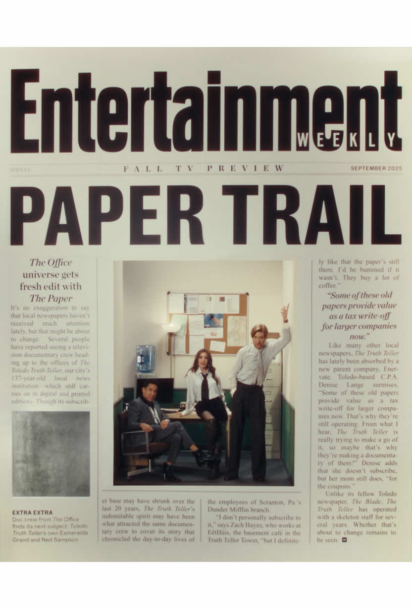 The Dunder Mifflin documentary crew is back at it! Discover how the team behind #TheOffice crafted a new type of workplace story with #ThePaper in our latest cover story. #DomhnallGleeson #SabrinaImpacciatore #OscarNunez