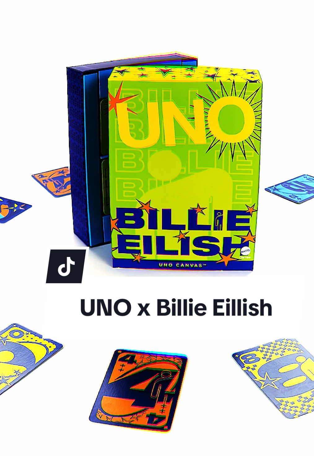 Billie Eilish is one of the most enthusiastic players of the game, and this September 9th, you can be too. The UNO Canvas Billie Eilish deck will be available soon at mattelcreations.com. #MattelCreations.          @BILLIE EILISH 