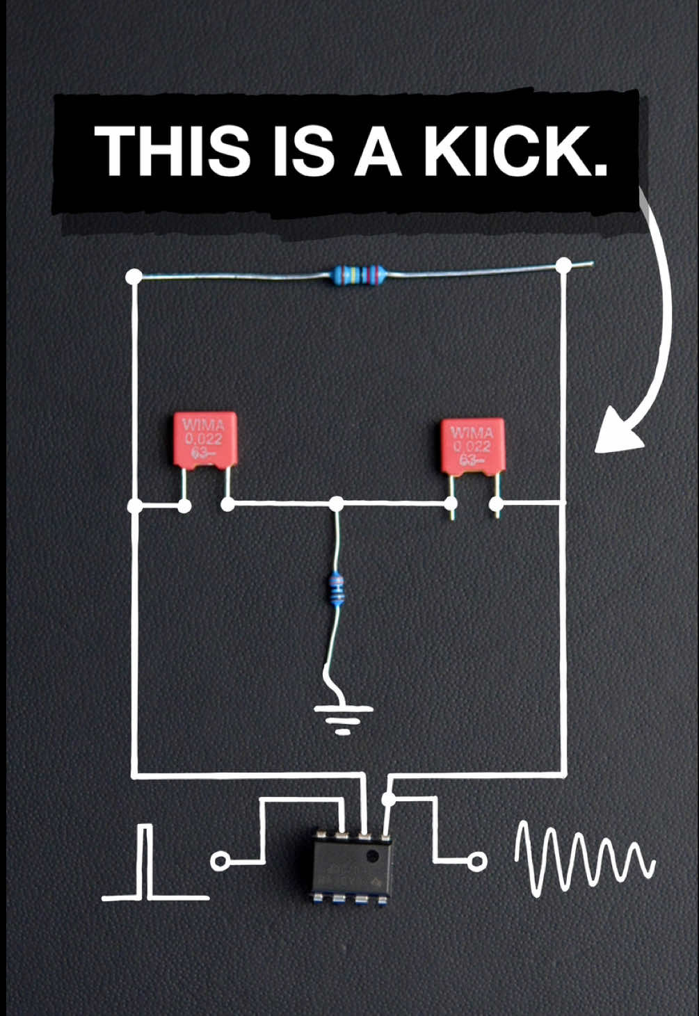 A couple basic components are all it takes to make a punchy 606‑style kick drum. It’s the same circuit Roland used in the TR‑606 – and you can build it yourself with our DIY kit. #synthdiy #diysynth #electricalengineer #synthesizer #electronicmusic 