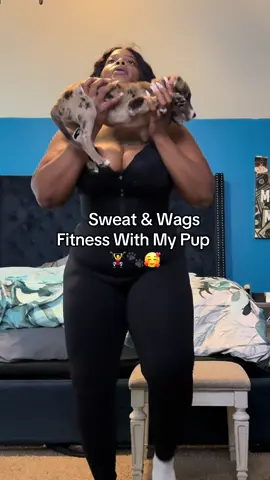 Who needs a personal trainer when you’ve got a pup? 🐶💪🏽 Working out with my daughter’s fur baby Bambi ,keeps me laughing, sweating, and motivated! 🤣🙌🏾😝 #WorkoutWithDogs #FitDogMom #DogWorkoutBuddy”