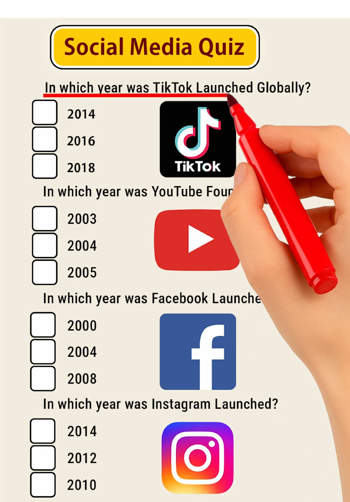 Social Media Quiz Challenges #socialmedia #quiz #tiktok #youtube #instagram 