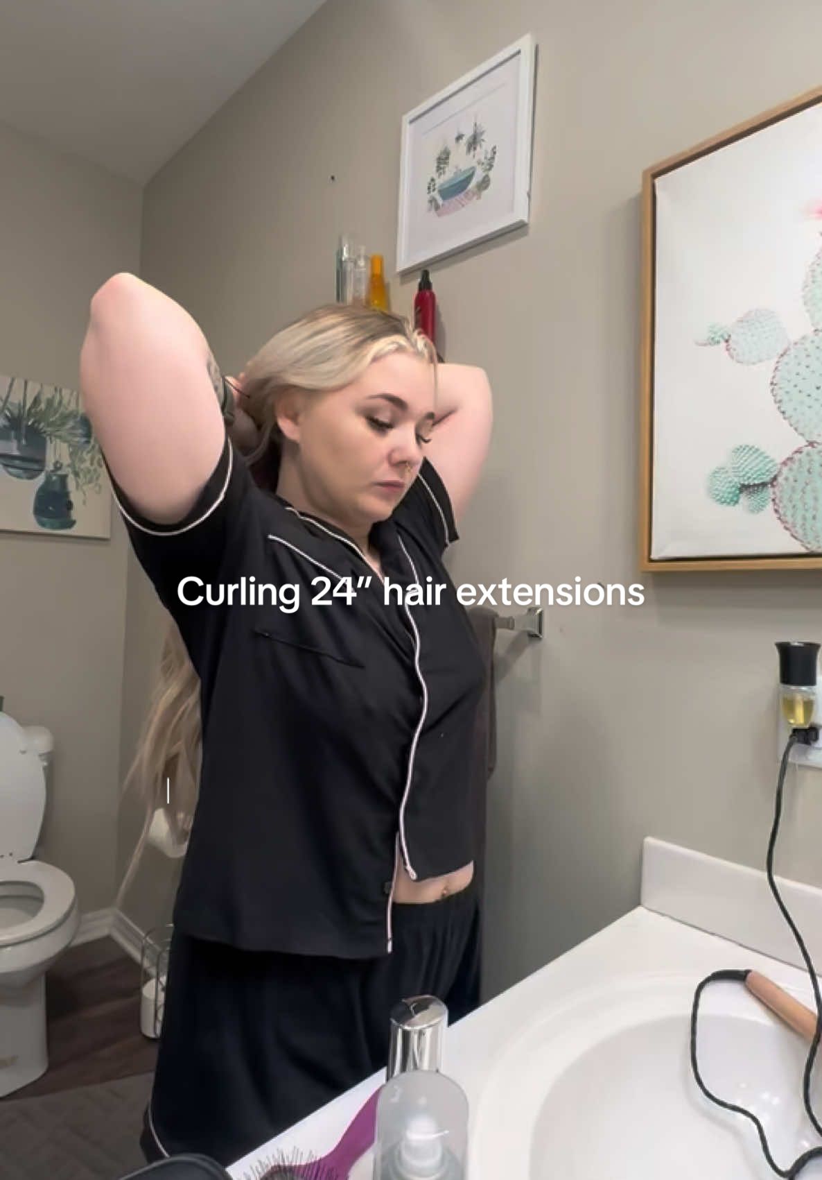 An hour with the curling iron for 24 inches of hand tied extensions… worth it every time.  Usually this lasts me about 5 days with touchups in between, so I’ll take it. 🤗 #handtiedextensions #longhair #getreadywithme #softcurls #hairtutorial #fypシ゚viral #fupシ #fyp #nursetok #nurses #registerednurse #rnbsn 