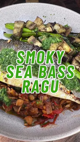 Sea Bass with Roasted Pepper & Chickpea Ragù, Zhoug & Charred Broccoli & Aubergine 🔥 Serves 2 Ingredients: Sea Bass - 2 sea bass fillets - 1 tbsp olive oil - ½ lemon, juiced - Salt & pepper Roasted Pepper & Chickpea Ragù - 1 tin (400g) chickpeas, drained & rinsed - 4 red peppers, roasted (or jarred roasted peppers, drained) - 2 red onions, thinly sliced - 3–4 garlic cloves, thinly sliced - 1 tsp smoked paprika - ½ tsp ground cumin - 1 tsp chilli flakes (optional) - 2 tbsp olive oil - 1 tbsp red wine vinegar - Small splash of water (to loosen) - Handful of parsley + mint, chopped - Salt & pepper Charred Broccoli & Aubergine - 200g tenderstem broccoli - 1 medium aubergine, cut into chunks - 2 tbsp olive oil - 1 tsp ground cumin - Pinch of sea salt - ½ lemon Herby Zhoug - 1 bunch coriander - 1 green chilli - 1 garlic clove - ½ tsp cumin - Juice of ½ lemon - 3 tbsp olive oil - Pinch of salt Method: Make the ragù Roast the peppers at 200°C until charred, peel off the skins, and slice. In a pan, warm olive oil, then sauté onions and garlic until softened. Add smoked paprika, cumin, and chilli flakes, cook for 1 min. Stir in chickpeas, roasted peppers, and red wine vinegar. Mash lightly with a fork for a rustic texture, then add a splash of water to loosen. Simmer 5–10 minutes, season well, and fold in chopped parsley & mint. Cook the sea bass Pat fillets dry, season with salt, pepper, and a squeeze of lemon. Heat olive oil in a non-stick pan, cook skin-side down until the skin is crisp (3–4 minutes), then flip and cook for 1–2 minutes until just done. Roast the broccoli & aubergine Toss broccoli and aubergine chunks in olive oil, cumin, salt, and pepper. Roast at 200°C for 20–25 minutes until tender and lightly charred. Finish with a squeeze of lemon. Make the zhoug Blitz coriander, chilli, garlic, cumin, lemon juice, olive oil, and salt into a vibrant green sauce. Plate up Spoon the chickpea & pepper ragù onto plates. Lay the crispy-skinned sea bass on top. Add the roasted broccoli & aubergine on the side. Drizzle zhoug over everything for that Ottolenghi-style hit. #SeaBassRecipe #OttolenghiInspired #HealthyDinner #MediterraneanFood