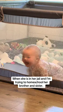 She said “all eyes on me” 😂 #babyplaypen #jail