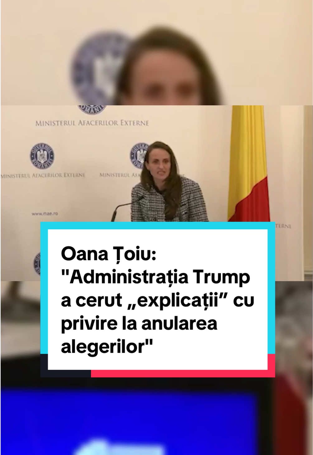 La fiecare întrebare despre anularea alegerilor, Oana Țoiu mai „scapă” câte o informație nouă. „La acel moment, (n.r. oficiali din Administrația Trump) au cerut  mai multe explicații față de decizia României pentru anularea alegerilor”, a spus ministrul de Externe, la conferința de presă, după Reuniunea Anuală a Diplomației Române. Aceasta a fost întrebată dacă își menține afirmațiile privind legătura dintre anularea alegerilor prezidențiale și eliminarea din Programul Visa Waiver, lucru negat de ambasadorul în României în SUA, Andrei Muraru. Țoiu a exclus o „diferență de opinii” pe acest subiect cu diplomatul român. #sua #trump #romania #news #gandul