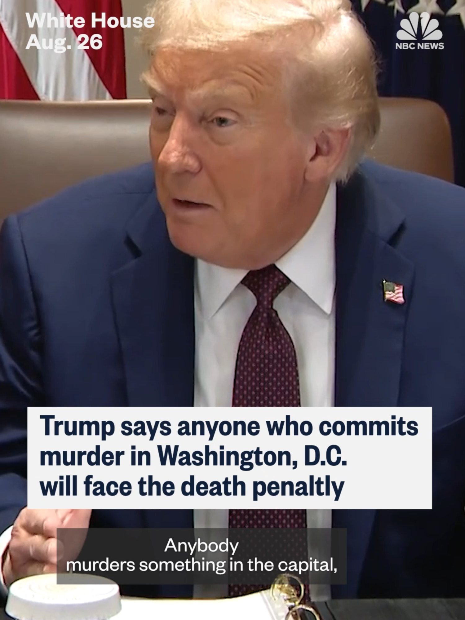 President #Trump says that anyone who commits murder in #WashingtonDC will face the death penalty: 