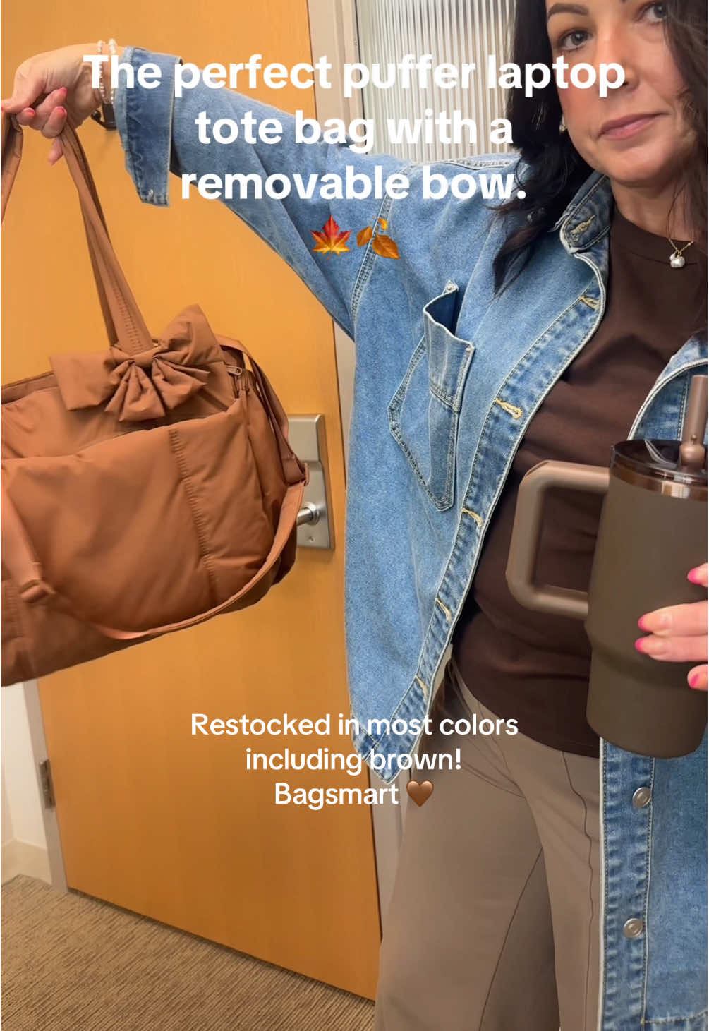 Replying to @Tab | NICU RN 🩺 @BAGSMART has restocked the bow puffer tote! 👜 #bagsmart #totebag #tote #puffertotebag #laptopbags 