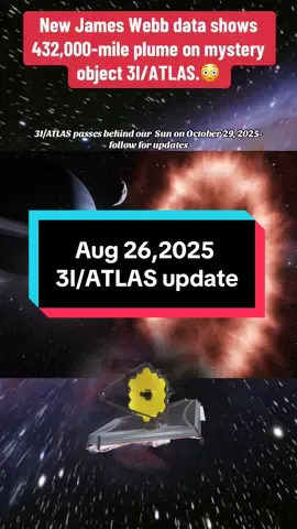The James Webb Space Telescope just confirmed something massive about interstellar comet 3I/ATLAS — it has a CO2 halo stretching an unbelievable 432,000 miles across, that’s literally half the diameter of the Sun. CO2 is carbon dioxide, the same gas we breathe out and the same gas that warms Earth’s atmosphere, but here it’s venting off a frozen comet, creating a glowing plume bigger than entire planets. Scientists say this plume is unlike anything we’ve seen before, and on October 29 when 3I/ATLAS makes its close pass by the Sun, the world will be watching. Imagine a gas cloud almost the size of the Sun drifting through our solar system — this is the scale we’re dealing with. Follow for more updates as this cosmic giant reveals its secrets.#JamesWebb#3IATLAS#Space#Astronomy#BreakingNews
