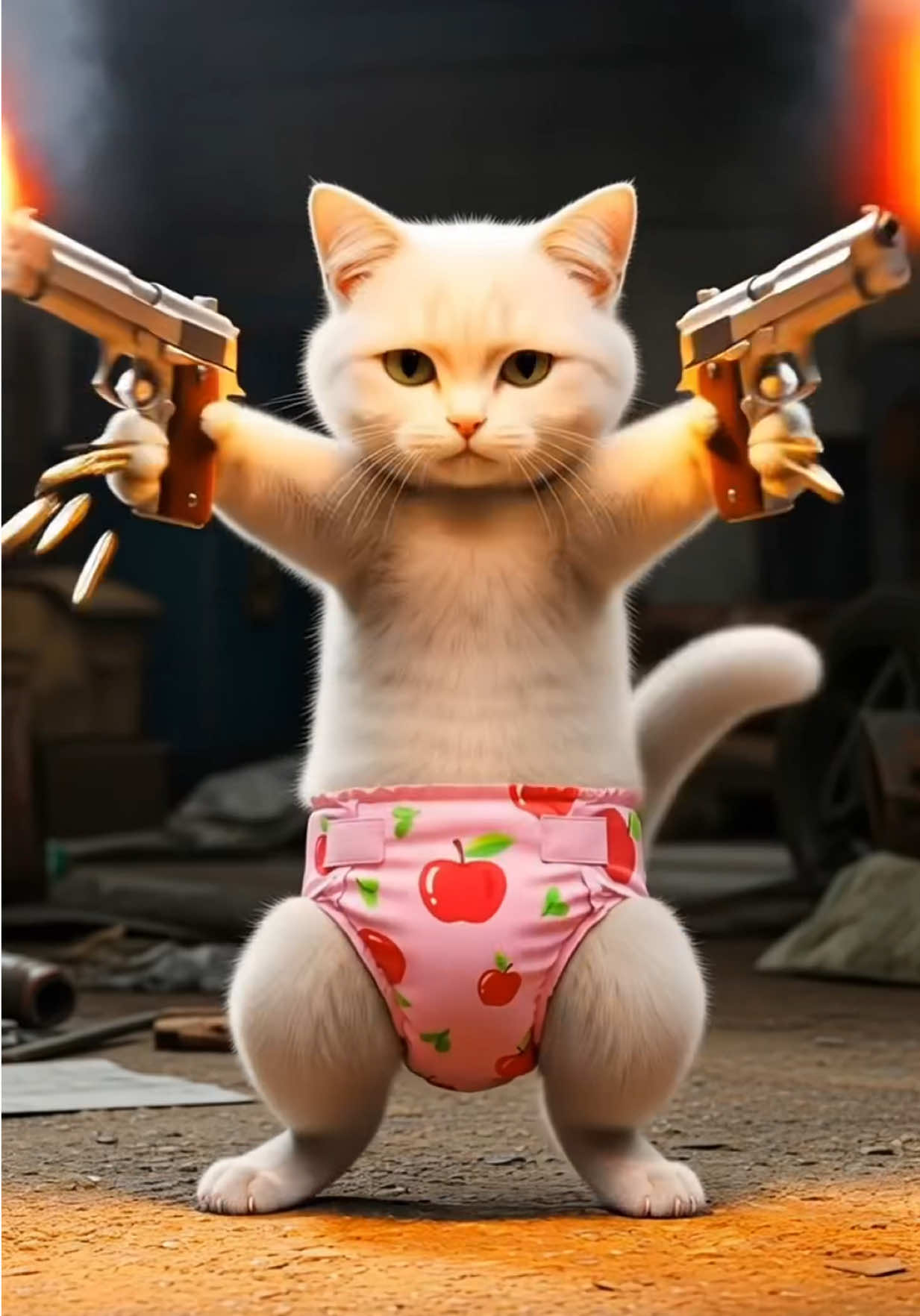 White Cat Son Rescues Father From Black Cats! #cat #aicat #kitten #story #catsoftiktok 