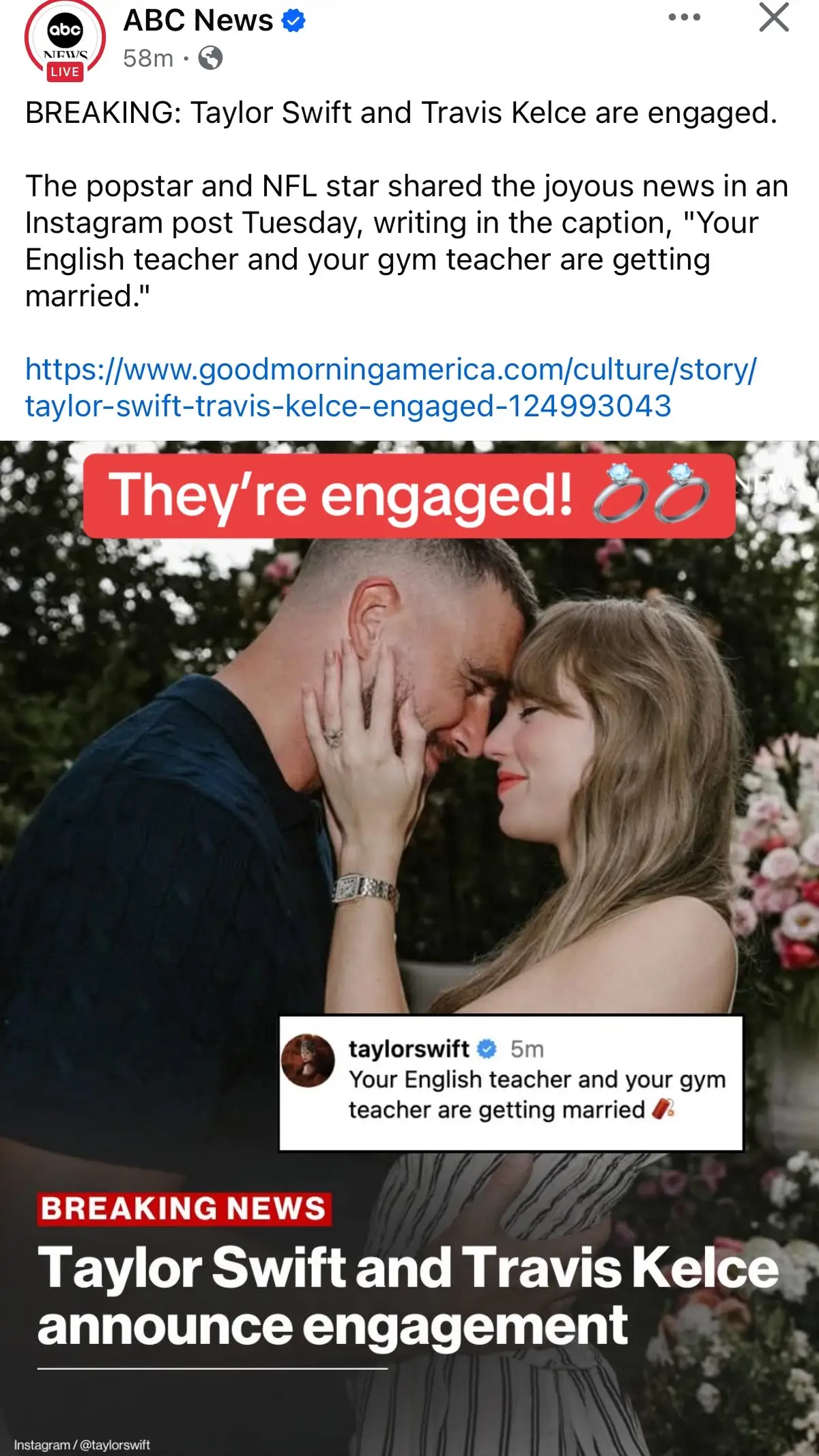 Congrats to @Travis Kelce and @Taylor Swift on their engagement! #taylorswift #swifttok #engagement 