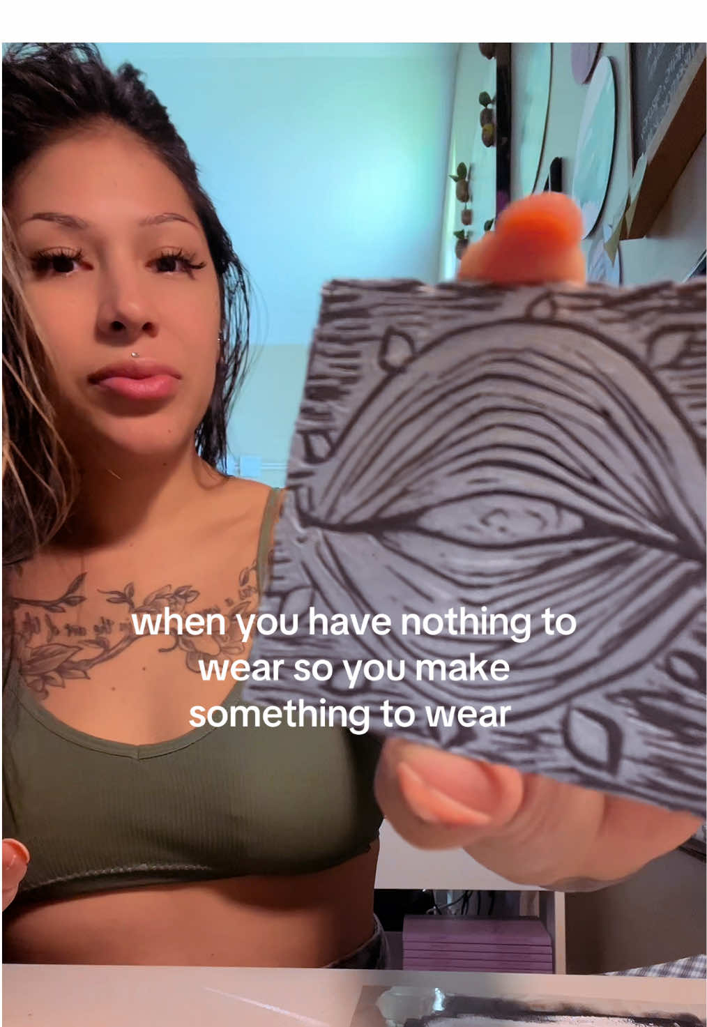 on my 24 hour phone off creativity challenge i did this past weekend, i spent the afternoon block cutting & i called this design the “all seeing onion” … or … “the magical all seeing onion eye” 😂 i kinda like it! would you wear this? #challenge #creativity #blockcutting #spiritualtiktok #spirituality 