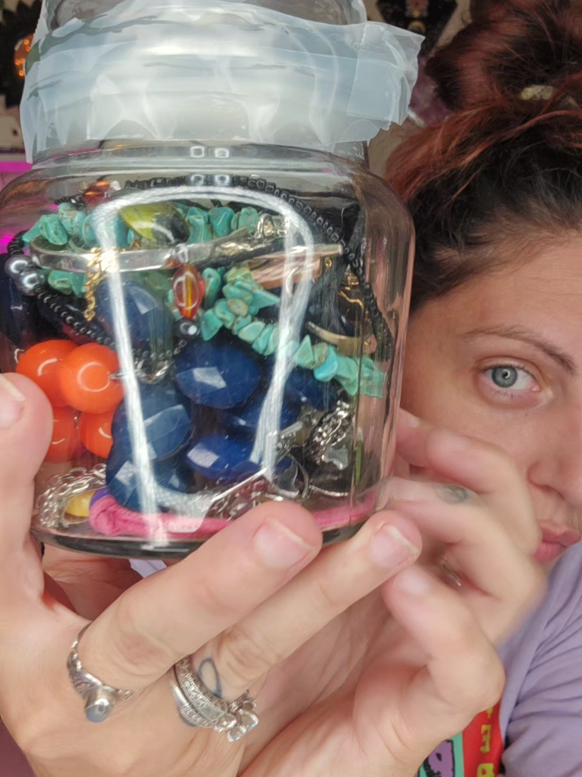 Thrift store jewelry jar! #jewelry #jewelrytiktok #fyp #thrift #random 
