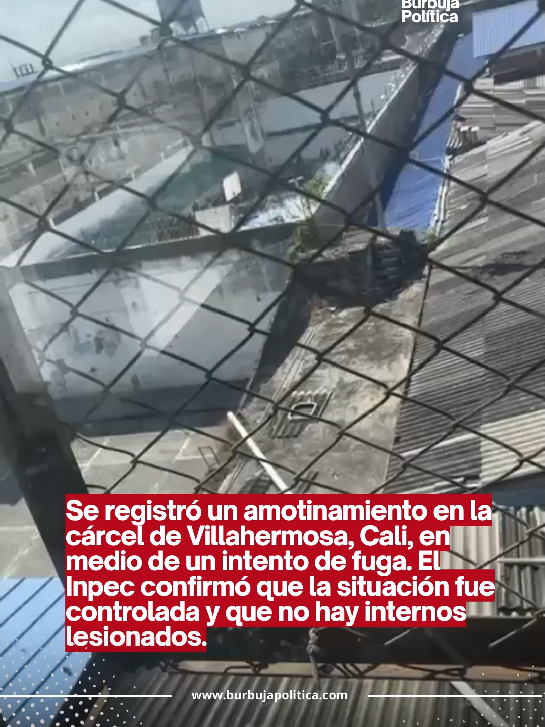 Tensión en la cárcel de Villahermosa: reportan posible motín en el patio 1A Desde el interior del centro carcelario de Villahermosa, en Cali, se conoció este martes un reporte que da cuenta de un presunto motín en el patio 1A. De acuerdo con la información preliminar, internos habrían generado disturbios, lo que obligó a la intervención inmediata de guardias del Inpec y a la llegada de refuerzos de la Fuerza Pública para controlar la situación. Hasta el momento no se ha confirmado si hay personas heridas ni los motivos que originaron la alteración del orden. Las autoridades mantienen la zona bajo vigilancia mientras se esperan comunicados oficiales que esclarezcan lo ocurrido. Noticia en desarrollo.