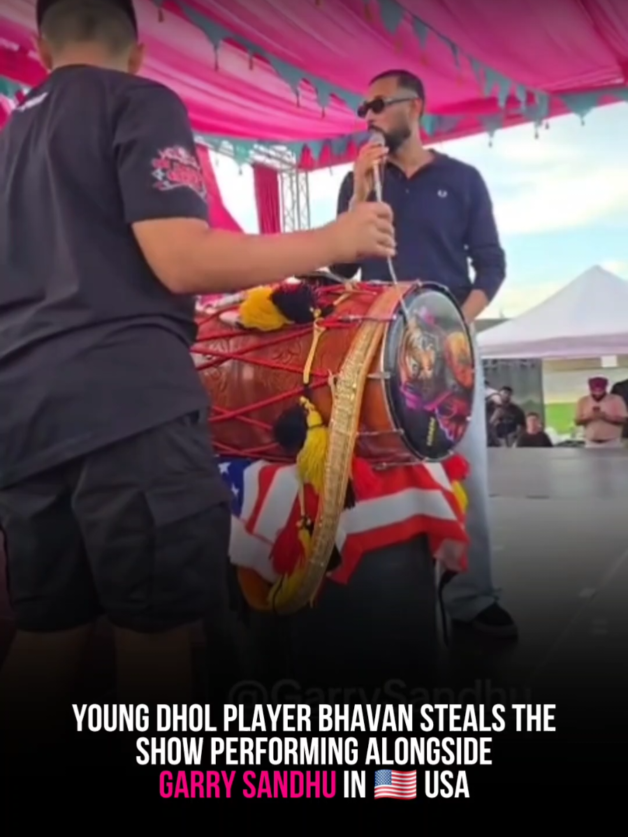 Young dhol player 'Bhavan' steals the show performing live alongside @garrysandhu in USA