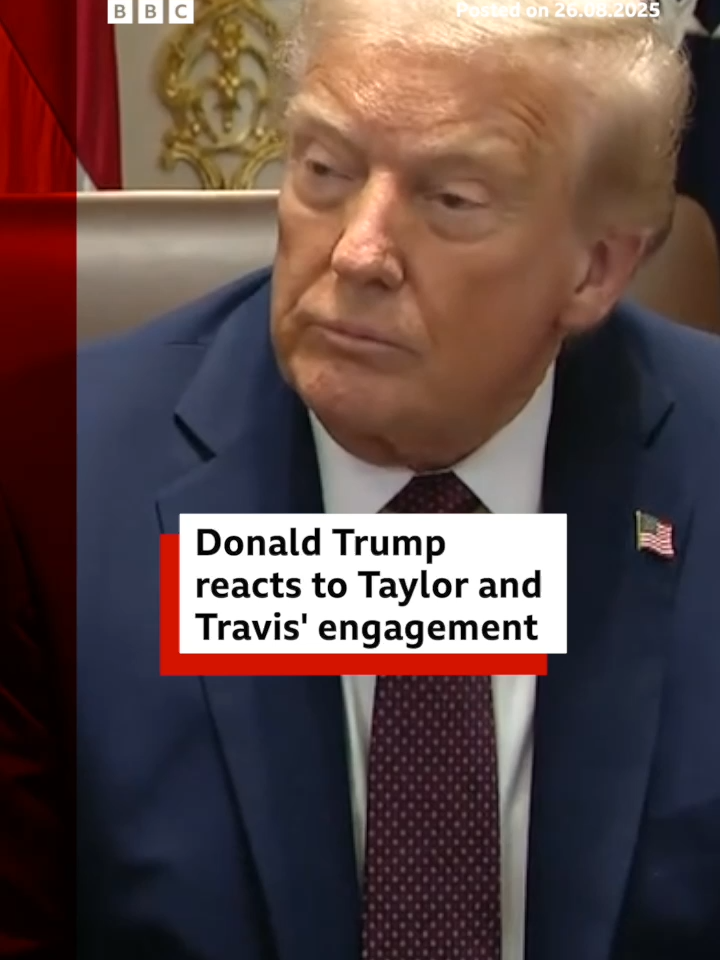 The US president wished Taylor Swift and Travis Kelce 'a lot of luck' when hearing of the news of their engagement during a cabinet meeting. #TaylorSwiftNews #TravisKelce #DonaldTrump #US #President #KansasCityChiefs  #Engagement #Marriage #Celebrity #News #BBCNews