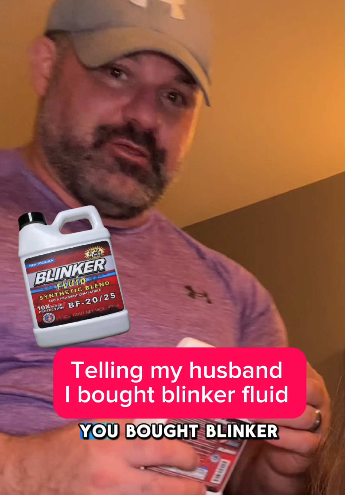 Told my husband I put blinker fluid in his truck…his reaction is priceless! 😂 #prank #pranks #prankvideo #prankwars #coupleprank  
