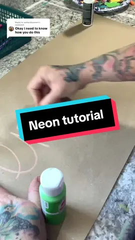 Replying to @ambersbanners obviously erase the chalk when it’s dry…I was too impatient to wait.  Is there anything else I should do a how to on? #alliecatcreationssd #handpaintedbanners #neonlettering #bannertutorial 