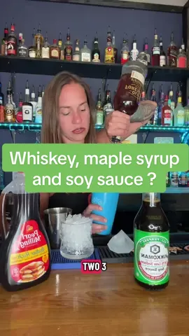 Apparently whiskey, maple syrup and soy sauce is good? I tried it, so you don’t have to😂 #bartender #whiskeylover #whiskeydrink 