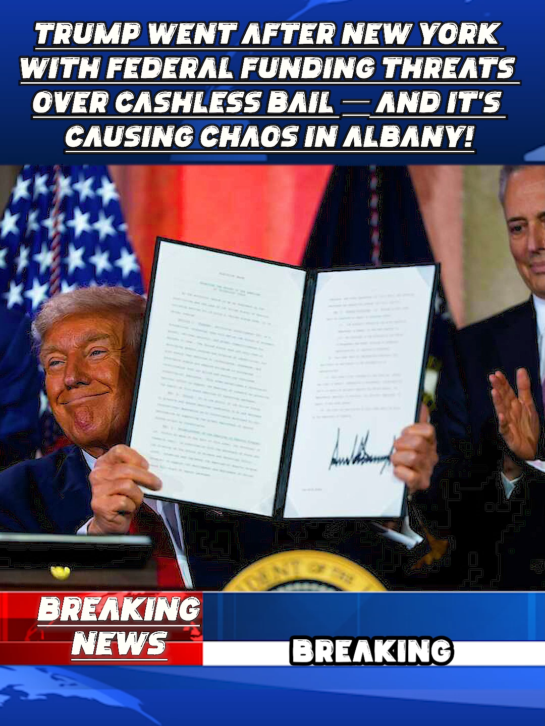 BREAKING NEWS: Trump went after New York with federal funding threats over cashless bail — and it’s causing chaos in Albany! #news #newyork #newtiktok #usa_tiktok #fyp #tiktok #breakingnews #today