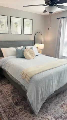 🤍💙 Rug linked in TikTok shop and remainder linked in Amazon storefront  * * #roominspo #roomdecor #blueandwhite #bedroom #decor 