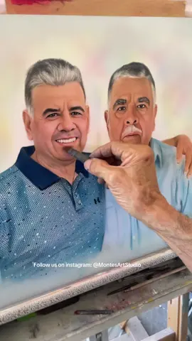 Foto covertida en pintura ilustrada de padre e hijo #arte #retrato #fyp #sorpresa #foryou #papa #Love #hijo #reacciones #familia #ilustracion
