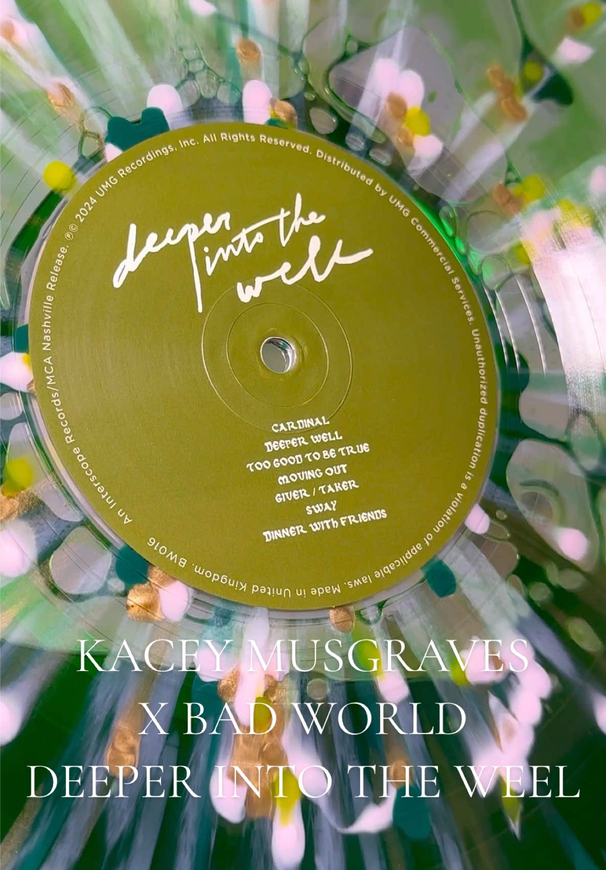 Quite possibly the most stunning record in my collection 🧚 @kaceymusgraves X Bad World  Deeper into the Well Liquid-Filled Splatter Vinyl 🍄💚 #kaceymusgraves #deeperintothewell #badworldvinyl #liquidfilledvinyl #bloodrecords @Blood Records 