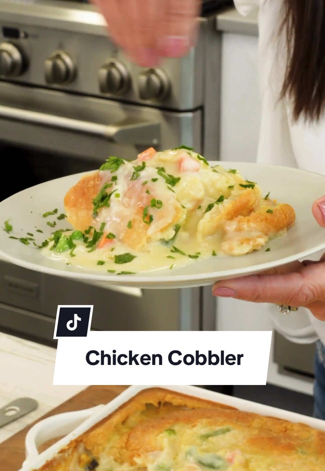 Did someone say chicken pot pie? 🤗 We loved this viral dish so much we had to bring it back! ✨Inspo: @Your Barefoot Neighbor  This Chicken Cobbler is everything you love about chicken pot pie, but without the hassle. It’s even topped with that Cheddar Bay Biscuit Mix you know and love! 🦞🍞 Continue reading or click the link in the @allrecipes bio to get the full recipe details. ⬇️ Ingredients: 1/2 cup butter 4 cups rotisserie chicken meat, shredded 1 (15 ounce) bag frozen mixed vegetables 1 (11.36 ounce) package Cheddar bay biscuit mix (such as Red Lobster Cheddar Bay Biscuit Mix) 2 cups milk 1 (10.5 ounce) can cream of chicken soup 2 cups chicken stock 2 tablespoons fresh chopped parsley (optional) Directions: Gather the ingredients. Preheat the oven to 375 degrees F (190 degrees C). Place butter in the bottom of a 9x13-inch baking dish and place in the oven to melt.  When butter is melted, add chicken in a single layer over the butter. Top evenly with frozen veggies.  Stir together biscuit mix, seasoning packet from the mix, and milk in a bowl until well blended; pour over the chicken and veggies. Spread lightly and evenly over the top of the mixture but do not stir.  Whisk together soup and stock in a second bowl until smooth. Pour over biscuit mix but do not stir.  Bake in the preheated oven uncovered until very golden brown and only very slightly jiggly in the center, about 45 minutes.  Sprinkle parsley over the top if desired and let stand for 10 minutes before serving.  🧑‍🍳: @NicoleMcLaughlin  #chicken #chickencobbler #redlobster #viral #dinner #DinnerIdeas