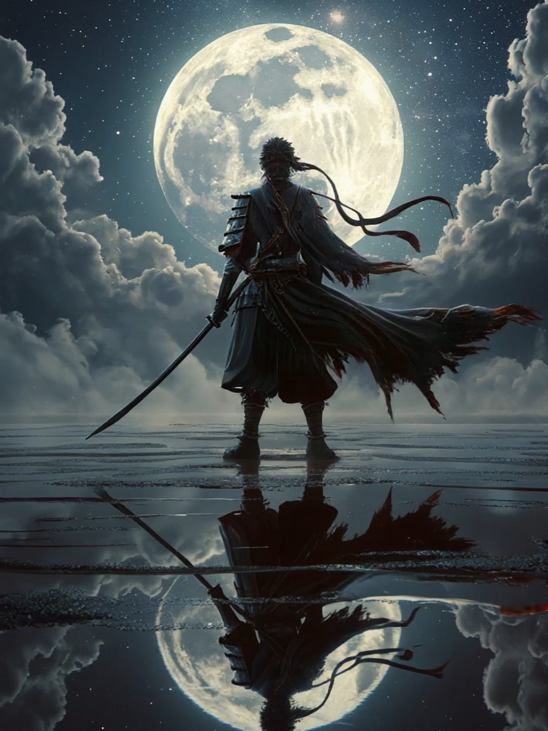 Live Wallpaper | Silent Warrior of the Night #samurai #ronin #livewallpaper #warriors #katana #moon #nightsky #animevibes #cinematic #aivideo #wallpapervideo