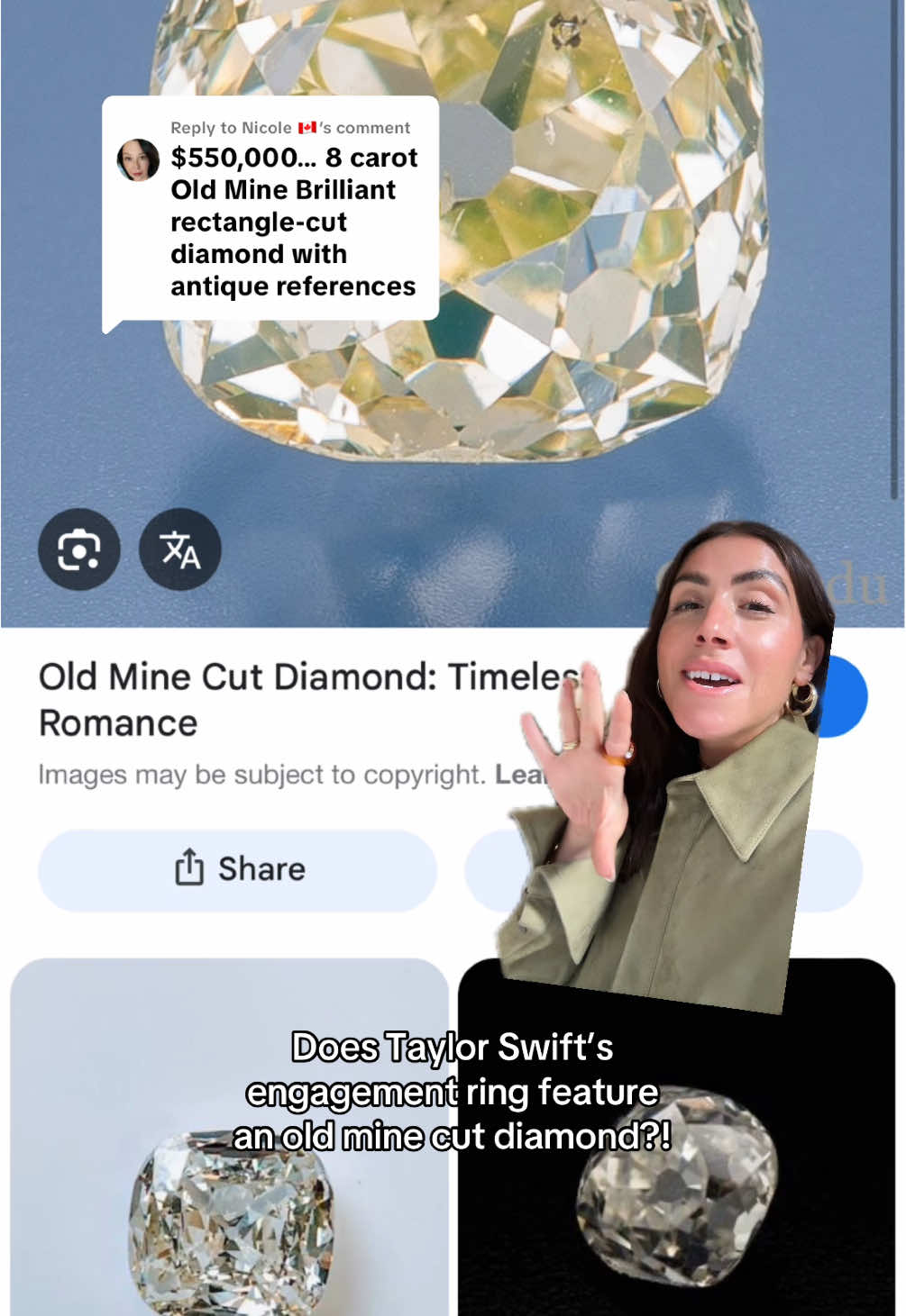 Replying to @Nicole 🇨🇦 old mine cut diamonds are my favorite #taylorswift #engaged #oldminecutdiamond #vintagediamonds #swiftie 