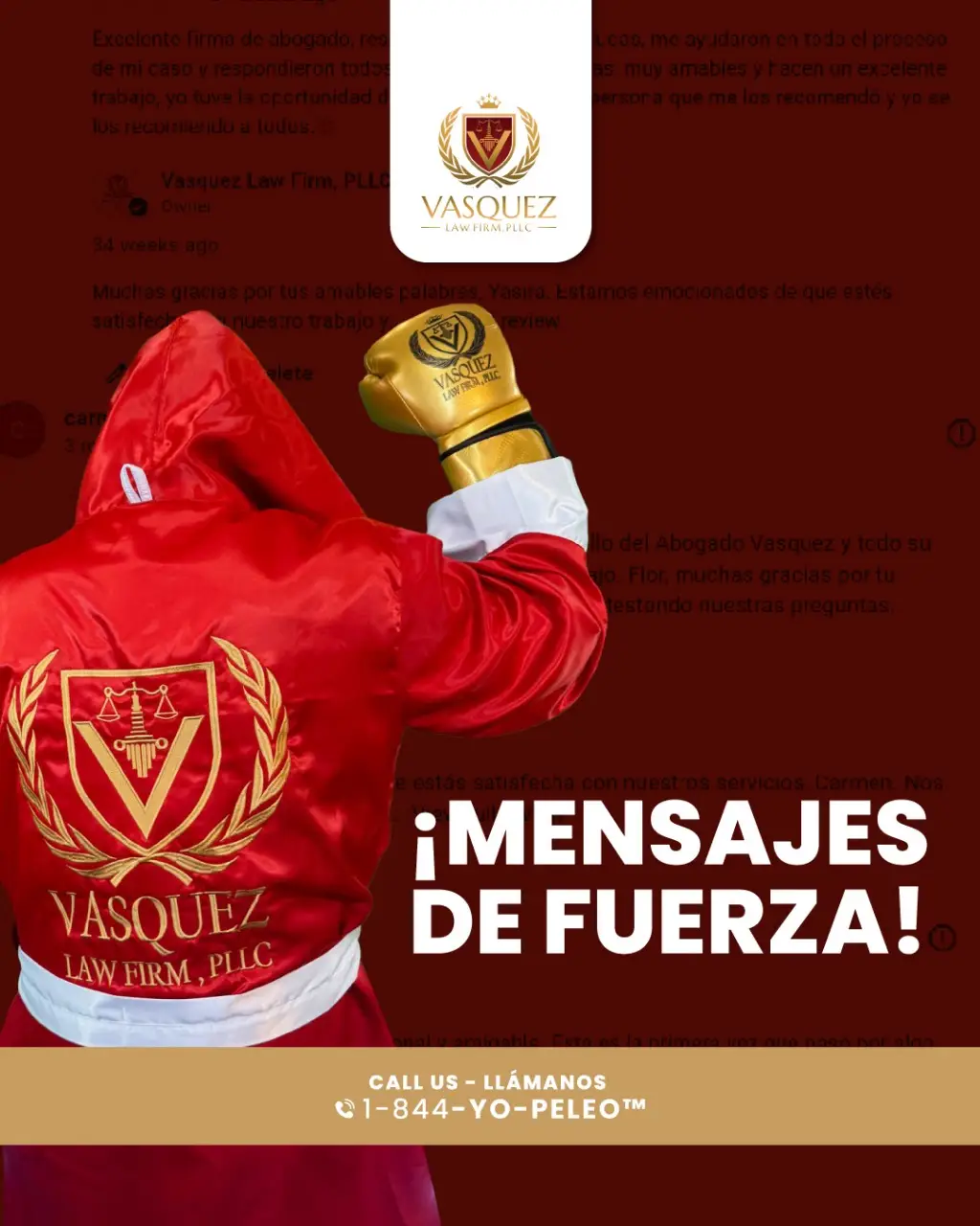 🌟 ¡La voz de nuestra comunidad habla por nosotros! 🌟 Cada review positivo en Google refleja historias reales de lucha, esperanza y victoria. Gracias a quienes confían en Vasquez Law Firm para defender a sus familias. ❤️✊ 📞 Si tú también necesitas un abogado que pelee contigo, llámanos al 1-844-YO-PELEO™. Aquí no te dejamos solo. #YoPeleo #Inmigración #CasosGanados #LatinosEnUSA #Testimonios 
